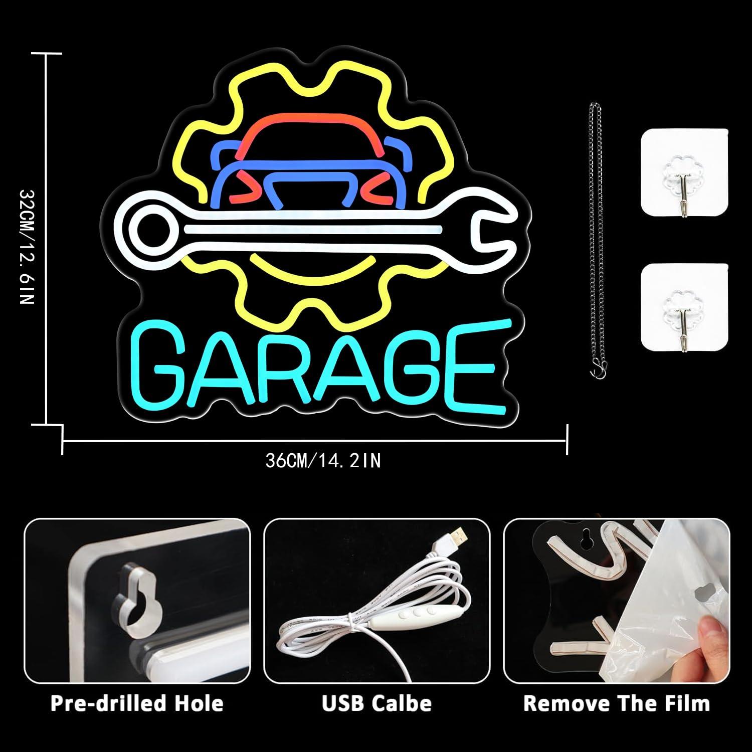 Garage Neon Sign USB Powered L - Auto Repair Shops reseña y precio